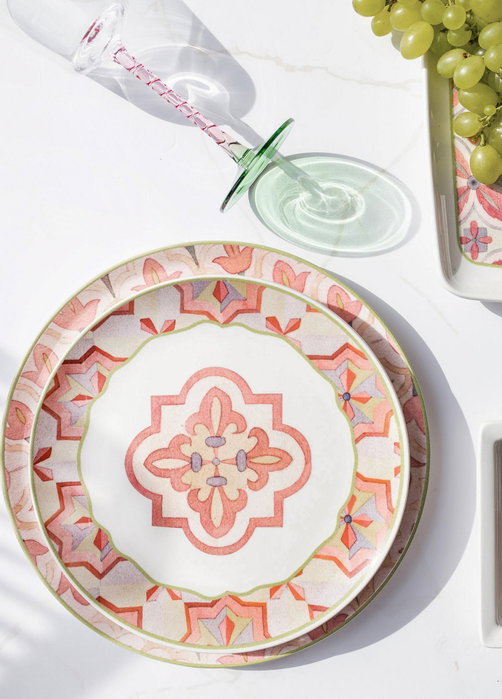 Hermia DVT0004 Plato de Servicio Cerámica Rosa 30 x 30 x 2 cm Elegante y Duradero para tu Mesa